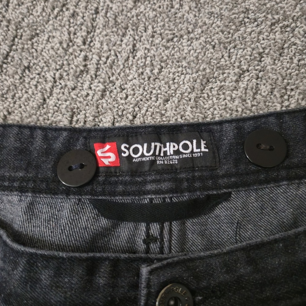 Southpole Jeans Baggy Grunge Wide Leg Size 46 Black Skater 2000s Style - Picture 9 of 10